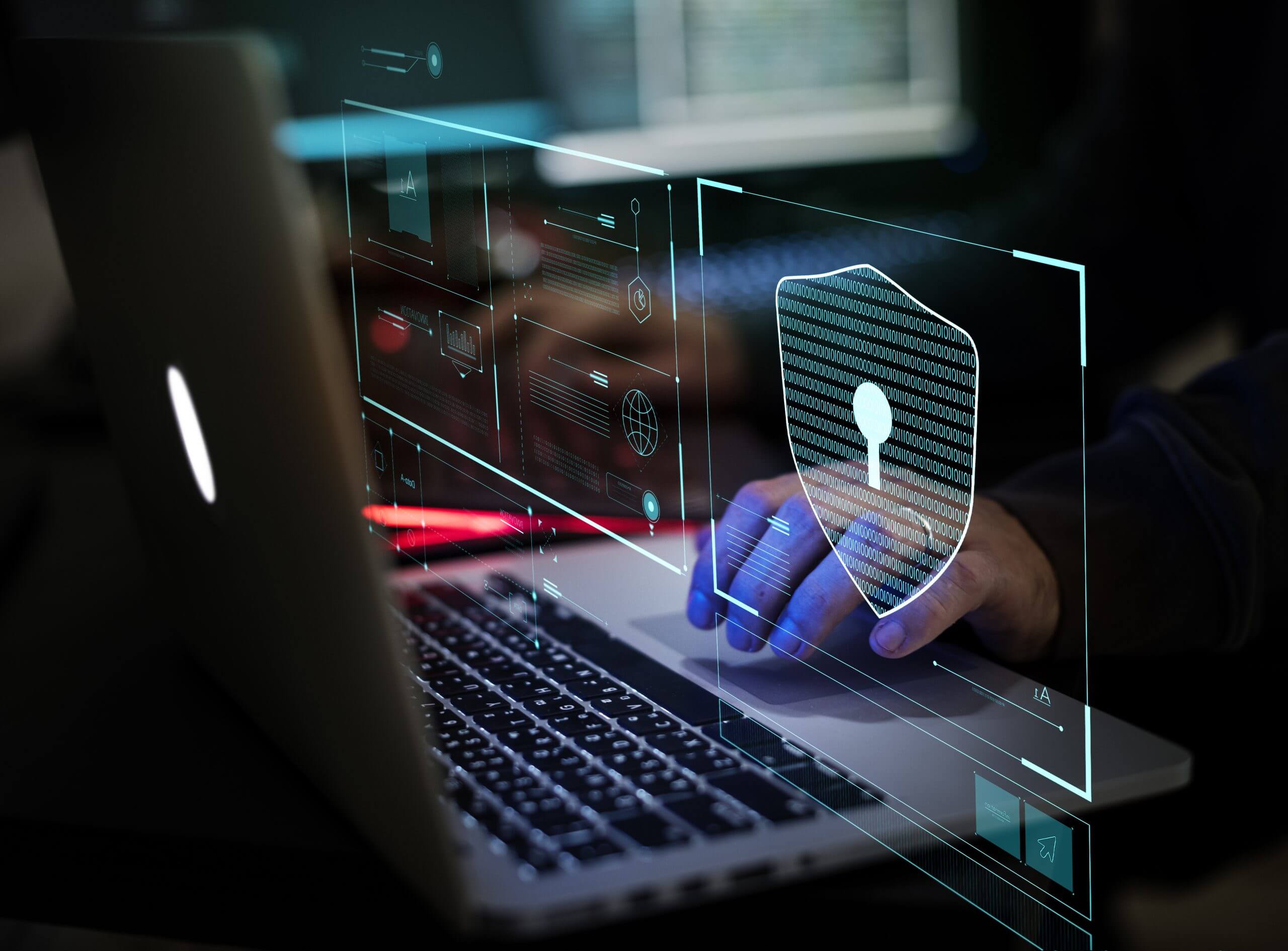 Hacker working on computer